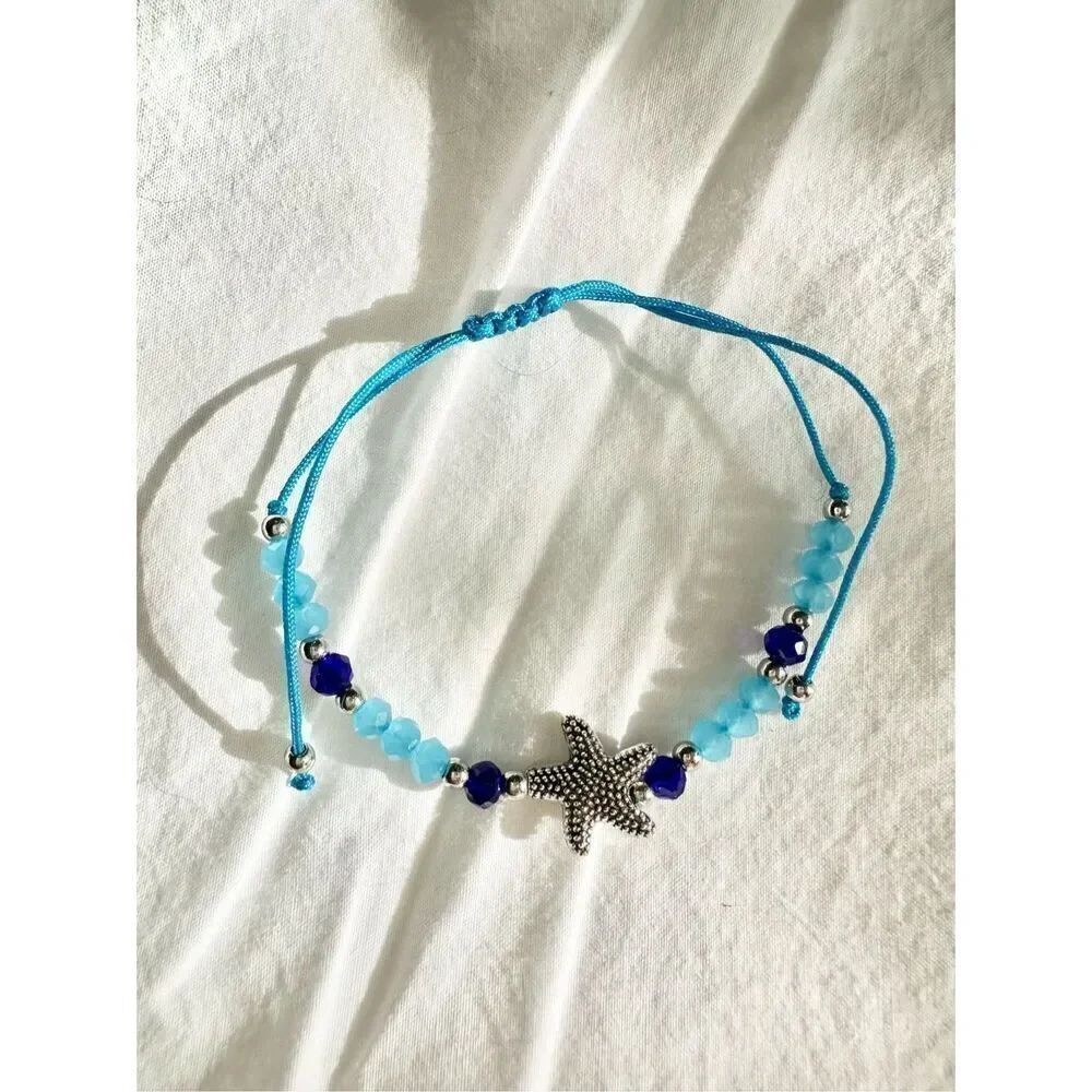 Blue Starfish beaded friendship bracelet
